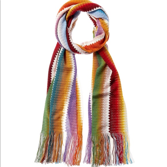 NWT Iconic Missoni Chevron Wool Blend Scarf - Picture 2 of 5